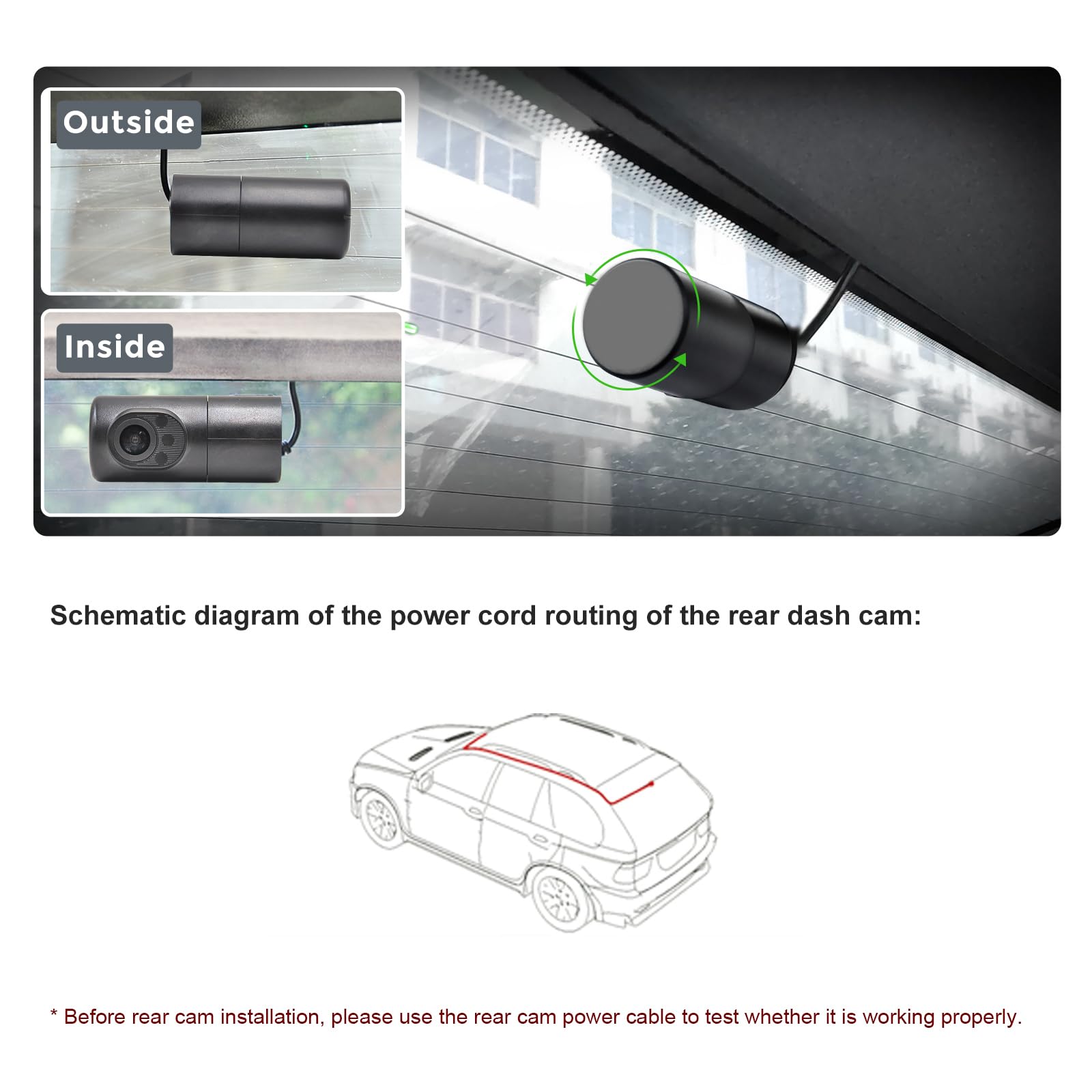 mangoal 2K Rear HDR Dash Cam, STARVIS 2 IMX675, Can Be Directly Plugged into the Front Dash Cam, Only Applicable to the Front Kamera Whose WiFi Name Contains the Number 529