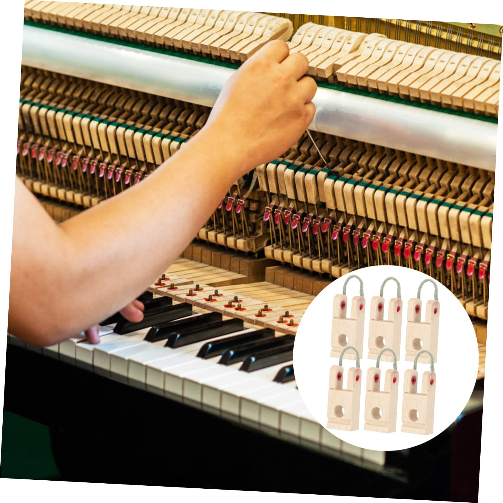 6 Pezzi Accessori Pianoforte Supporto in Legno e Corda, Parti di Ricambio per Martello, Facile da Trasportare, per Uso Professionale e Personale