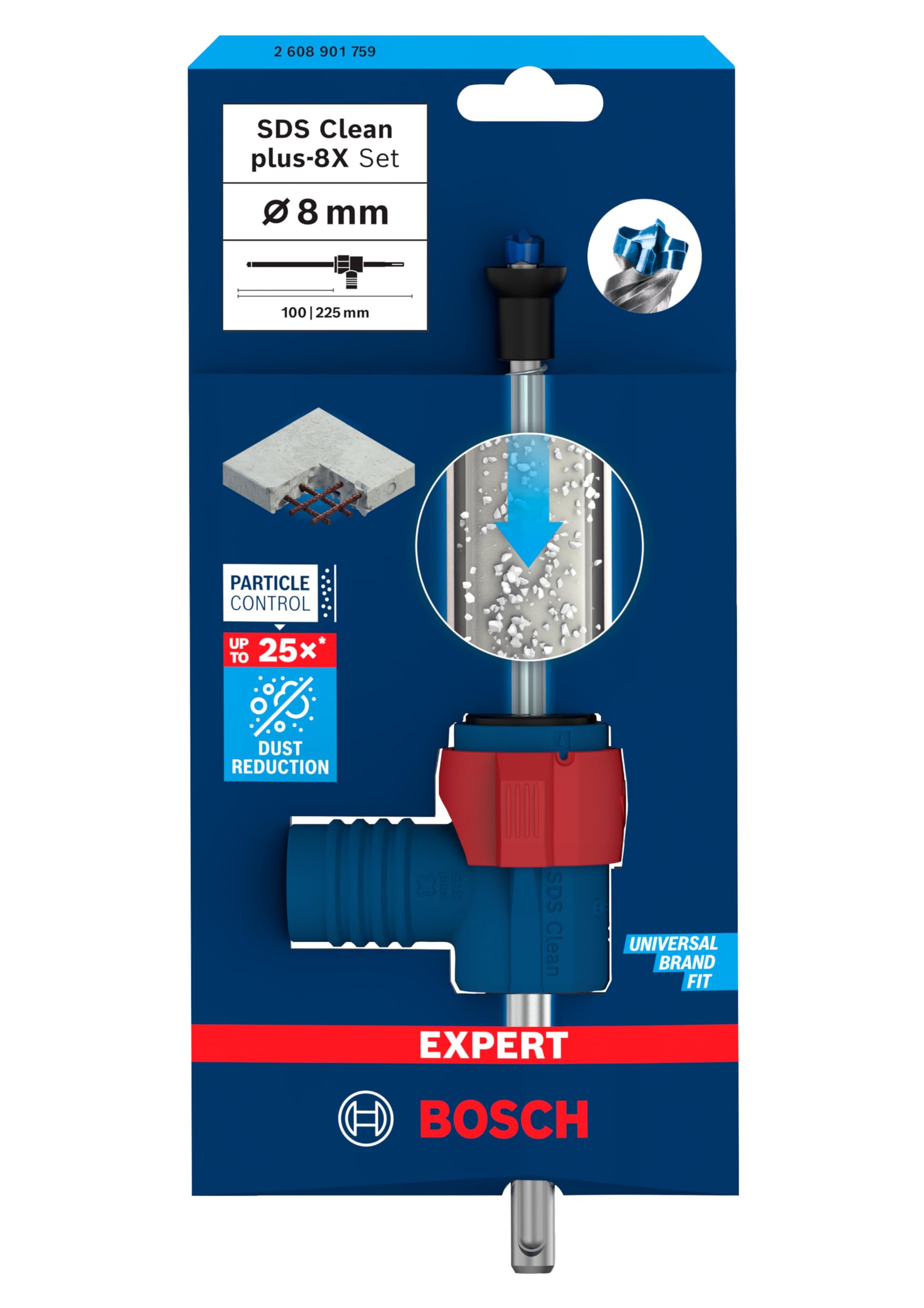 Bosch 1x Coffret de forets pour perforateur EXPERT SDS Clean plus-8X