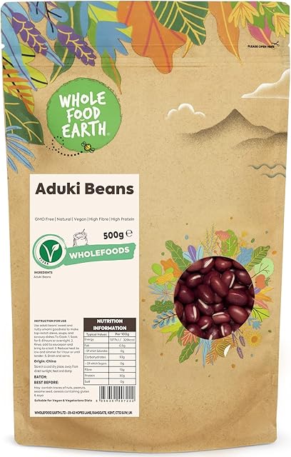 Wholefood Earth Aduki Beans 500g | GMO Free | Natural | Vegan | High Fibre | High Protein