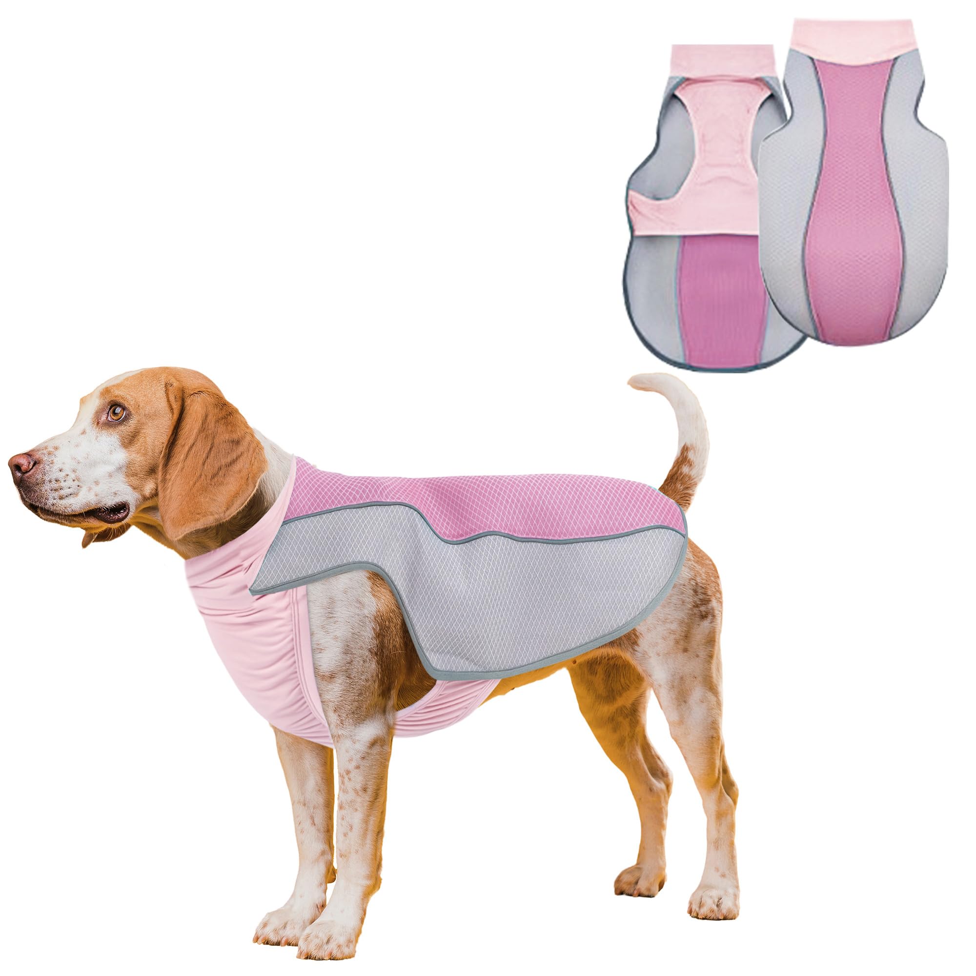 NiCola Dog Cooling Vest, Pink Breathable Dog Cooling Coats, Lightweight Summer Dogs Vest with Reflective Strip for Small to Large Dogs (Pink, XL)