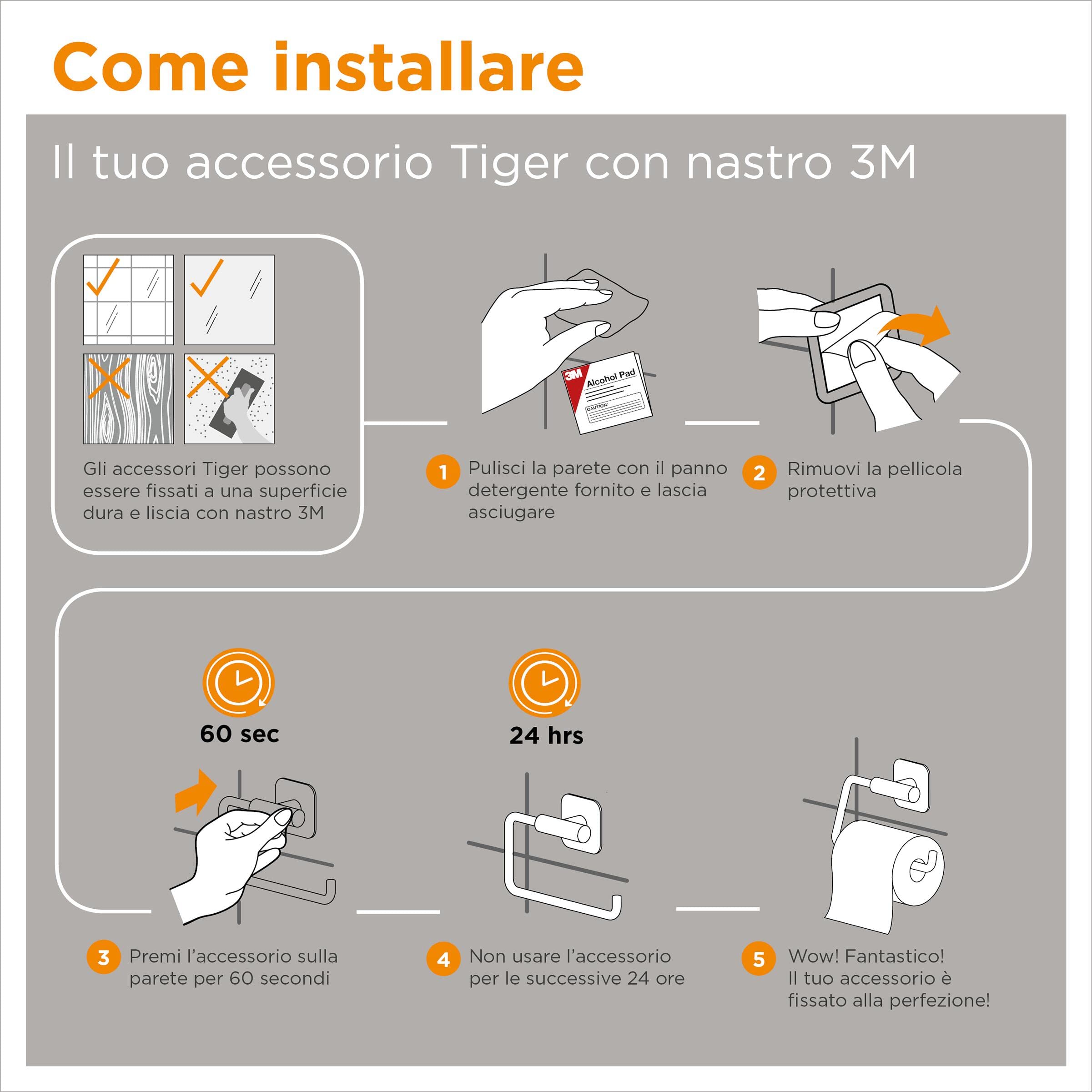 Tiger Colar Portascopino per il bagno Acciaio inox lucidato