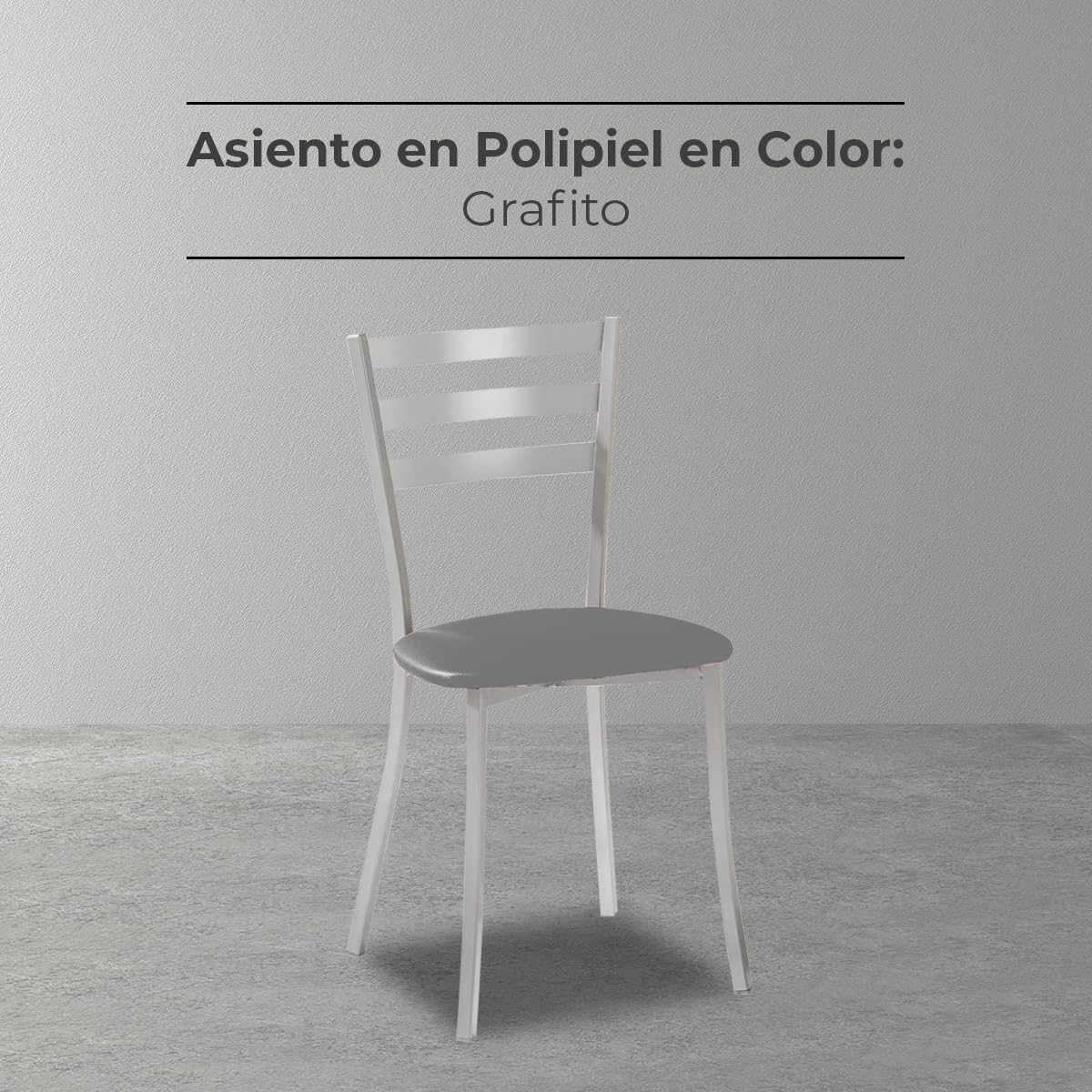 ASTIMESA Dos Sillas de Cocina con Motivos geométricos y Asiento Grafito Estructura de Aluminio Grafito