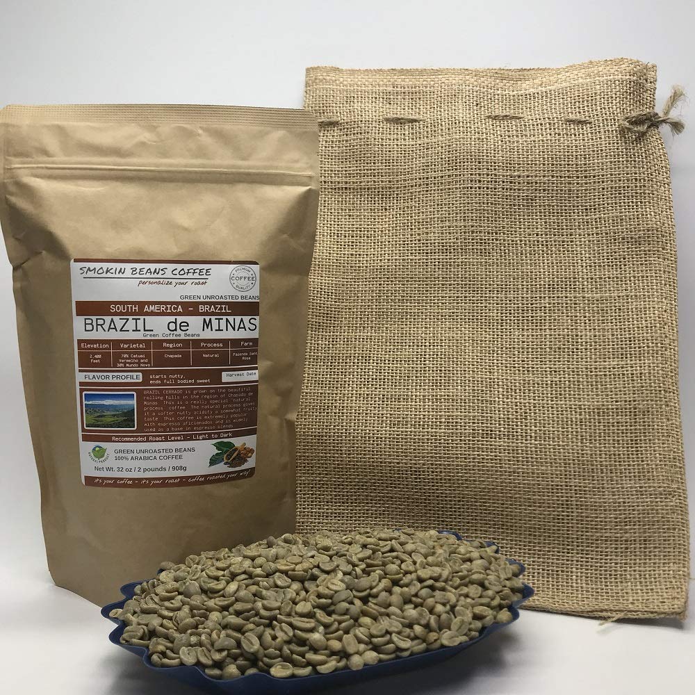 2-Pound Brazil Legender, Unroasted Green Arabica Coffee Beans, Fresh Current Crop Specialty Grade, Roast the Beans Yourself at Home on Your Roasting Equipment Prior to Using for Brewing Coffee