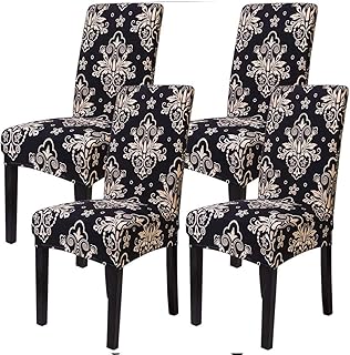 OldPAPA Fundas para silla de comedor de Navidad, 4 piezas, fundas para respaldo de silla de Navidad, muñeco de nieve, gorro de Papá Noel, juego de fundas para decoración de fiestas de Navidad