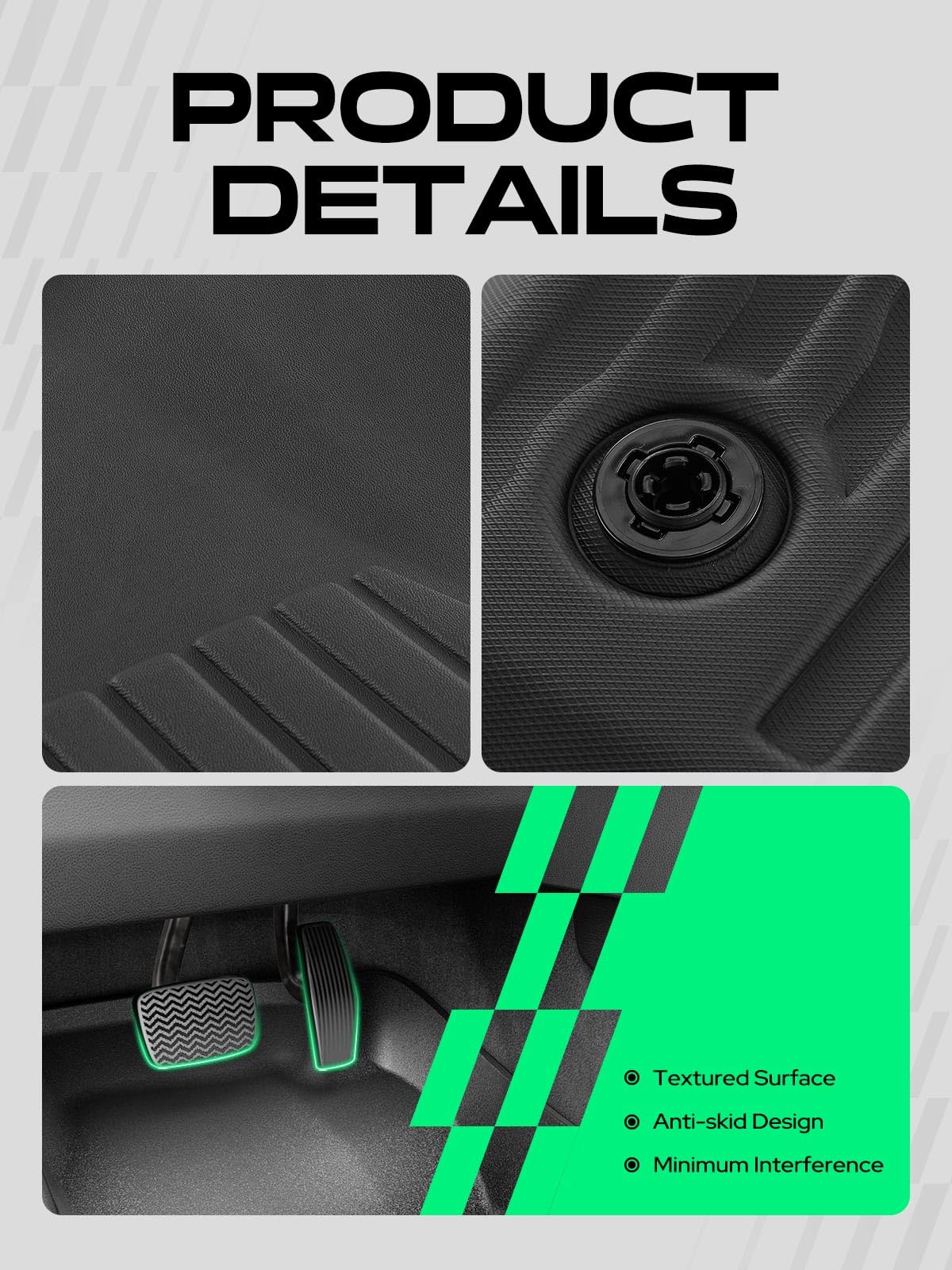 YHTAUTO Tappetini compatibili con Cadillac Escalade Chevrolet Silverado GMC Sierra 2014-2020, tappetini per auto in TPE per tutte le condizioni atmosferiche, impermeabili, antiscivolo, inodore