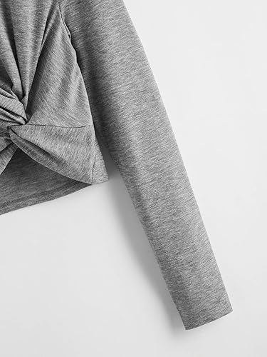 Miniatura 4 de SweatyRocks - Camisa recortada de manga larga para mujer, blusa de estilo casual