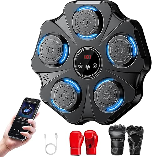 Miniatura 9 de 2025 Máquina de Boxeo con Música Mejorada - Entrenador de Punching Interactivo, Objetivo de Boxeo Electrónico de Gran Tamaño Montado en la Pared con