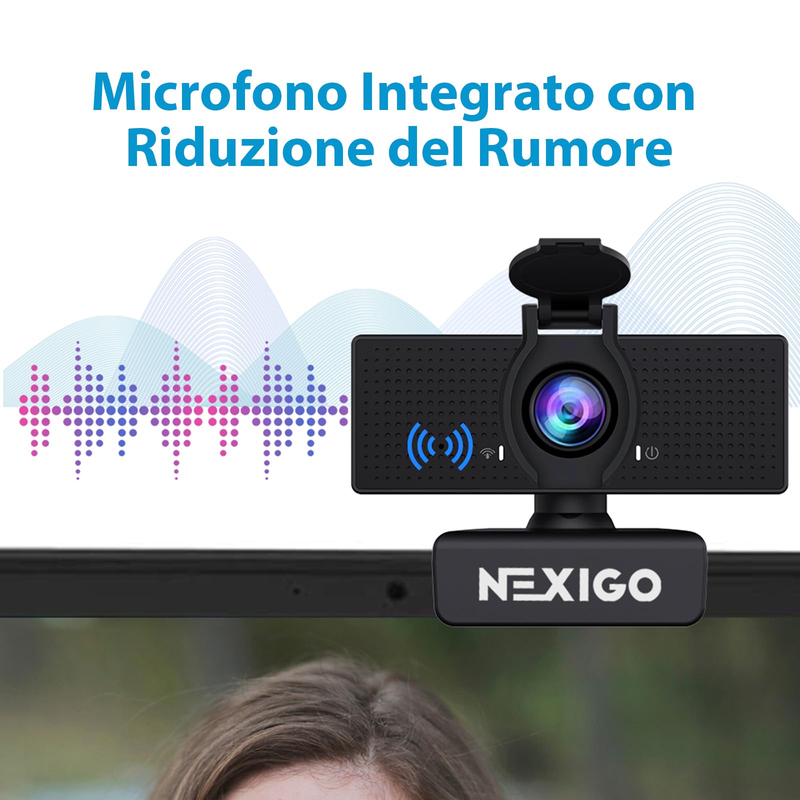 NexiGo N60 Webcam 1080P con Microfono, FOV Regolabile, Zoom, Controllo Software e Copertura Privacy, USB HD Camera Web per Computer, Plug and Play, per Zoom/Skype/Teams