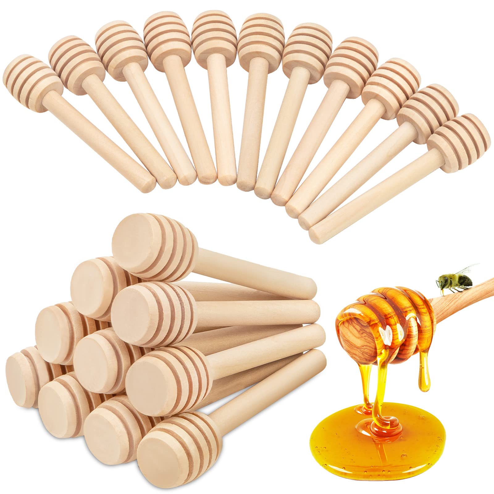 20Pcs Honey Dipper Sticks Wooden Honey Dipper, 3 Inch Mini