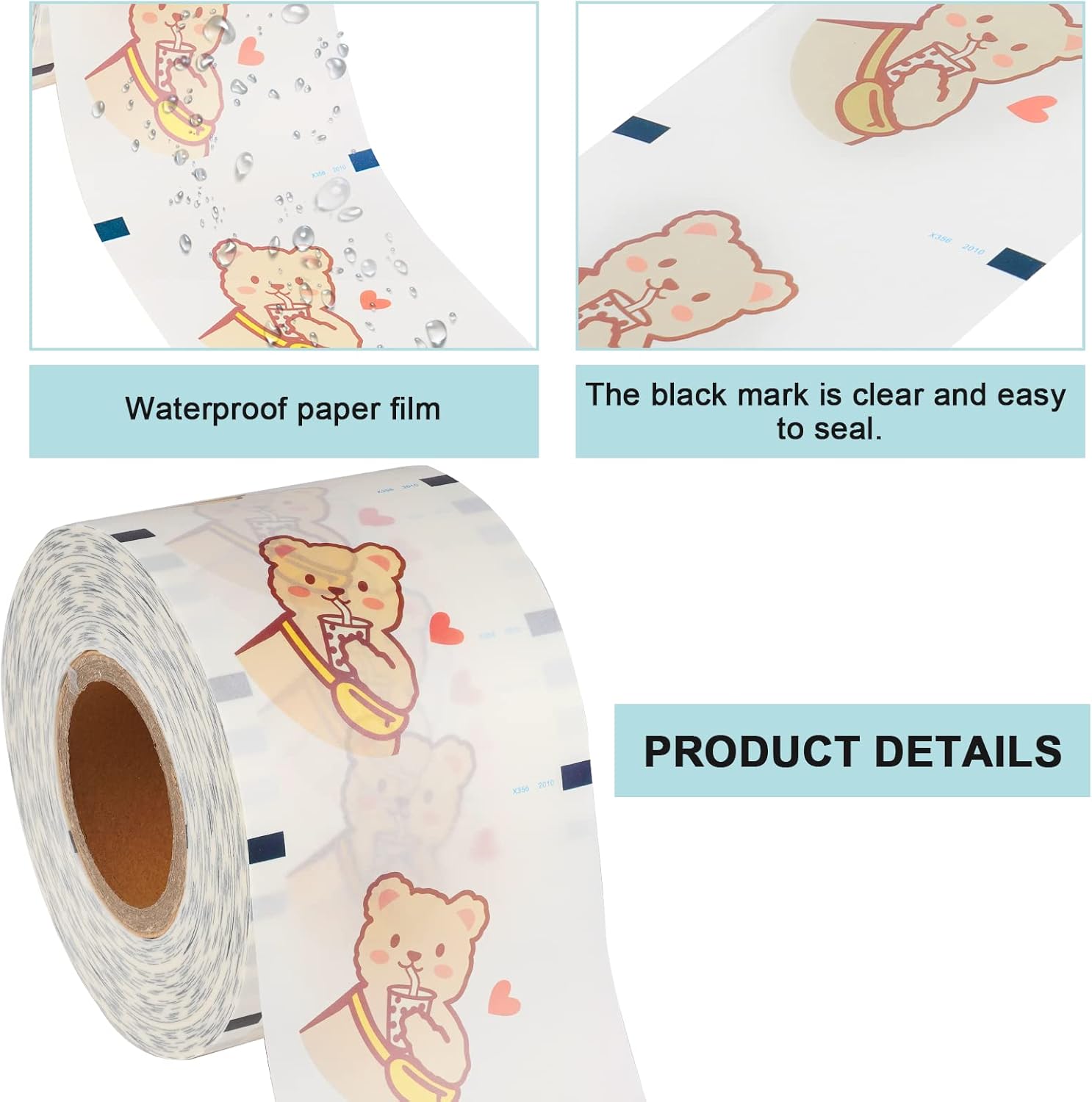 JIAWANSHUN Tea Cup Sealer Film Roll Cup Sealing Film Paper Sealing Film Roll for Plastic and Paper Cup 90-105mm (3.55"- 4")