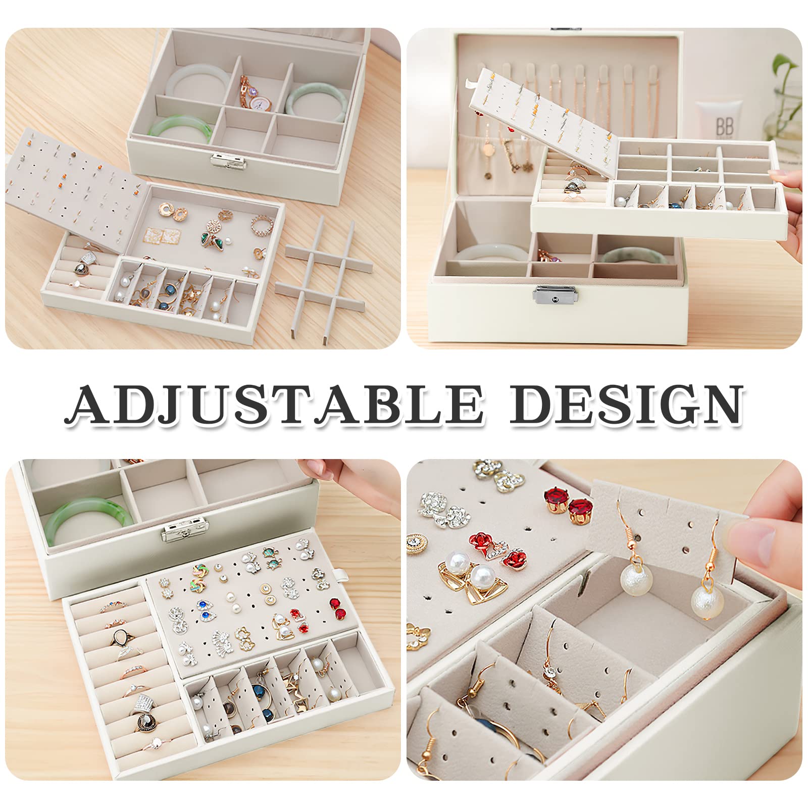 Larkumio Portagioie Donna Ragazza, Grande Porta Gioielli Bambina in Pelle PU a 2 Strati Scatole Portagioielli Cofanetto per Collane, Orecchini, Bracciali