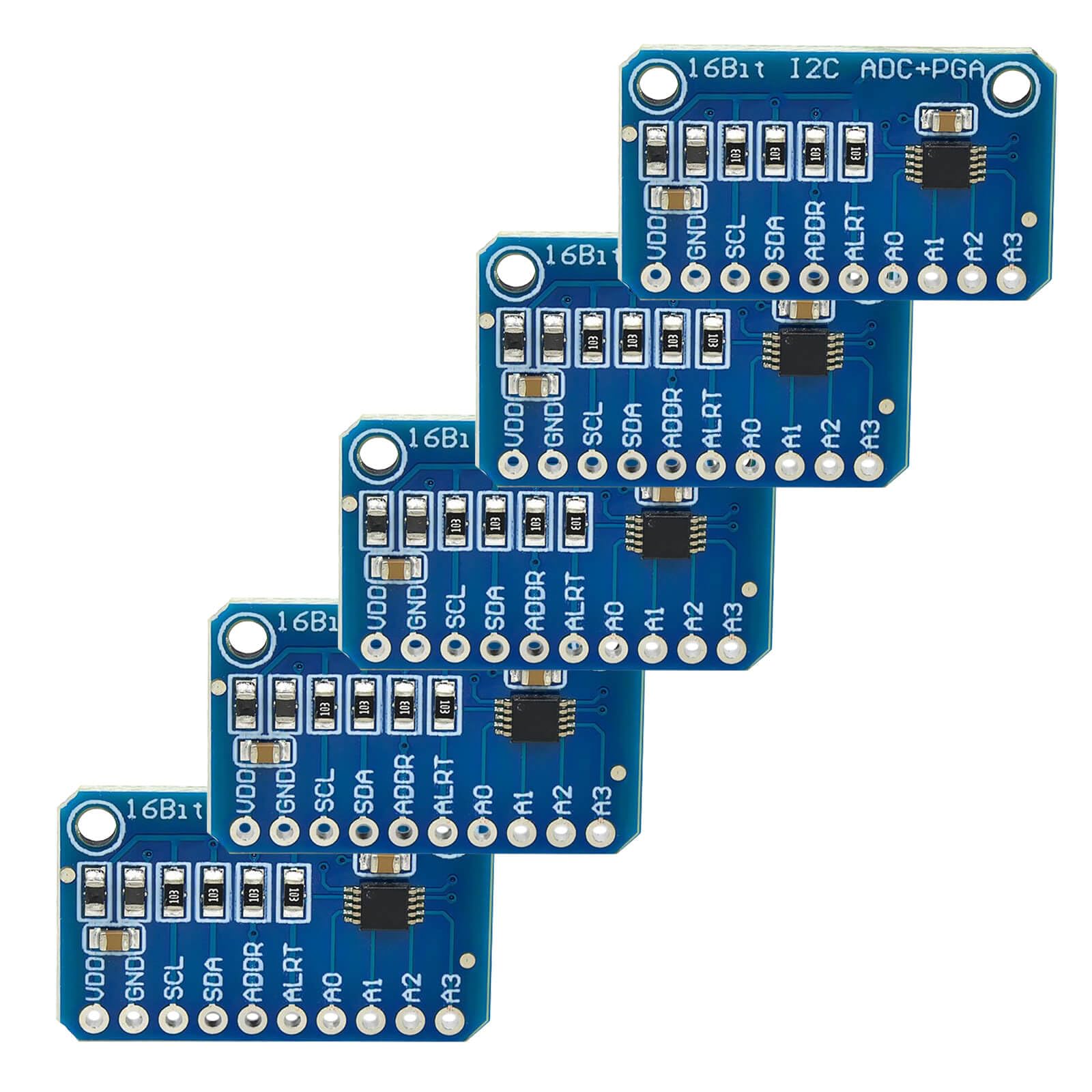 Modulo ADC 1115 ADS – (16 bit) Trasduttore digitale analogico a 4 canali per Arduino & Raspberry Pi – Modulo scheda di sviluppo (5 pezzi)