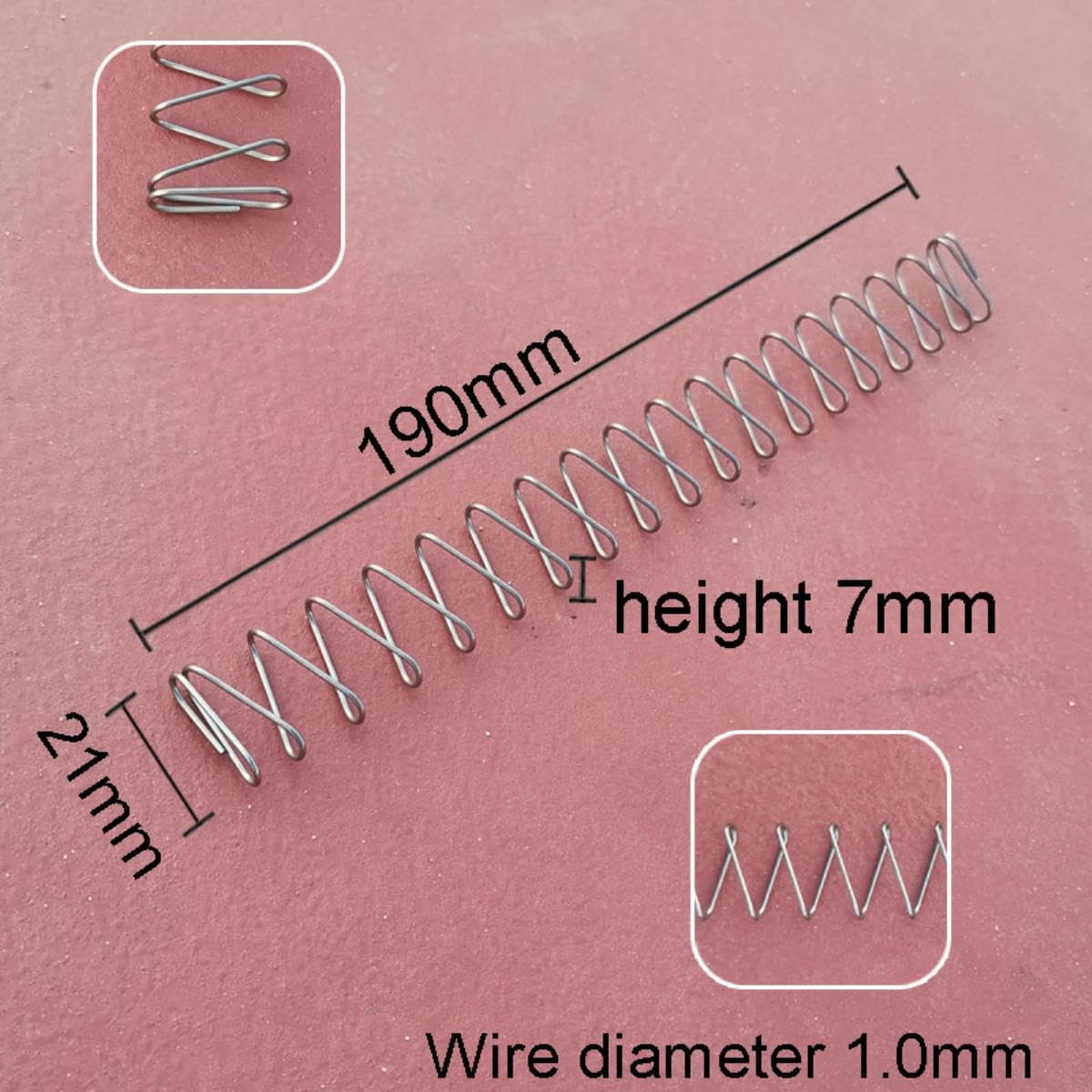 Lot de 20 ressorts carrés à ressort plat de 1,0 mm de diamètre 1 x 7 x 21 x 190 mm