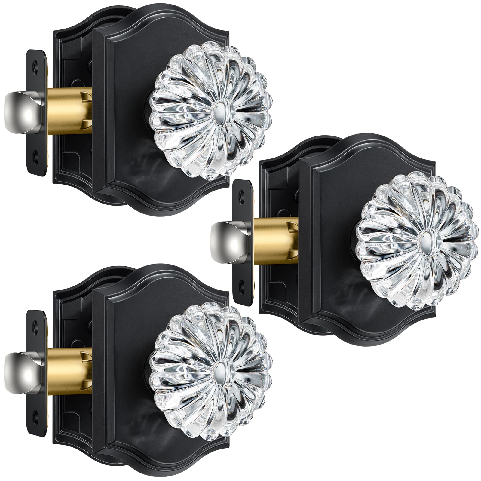 Matte Black Glass Door Knobs with Privacy Lock -16