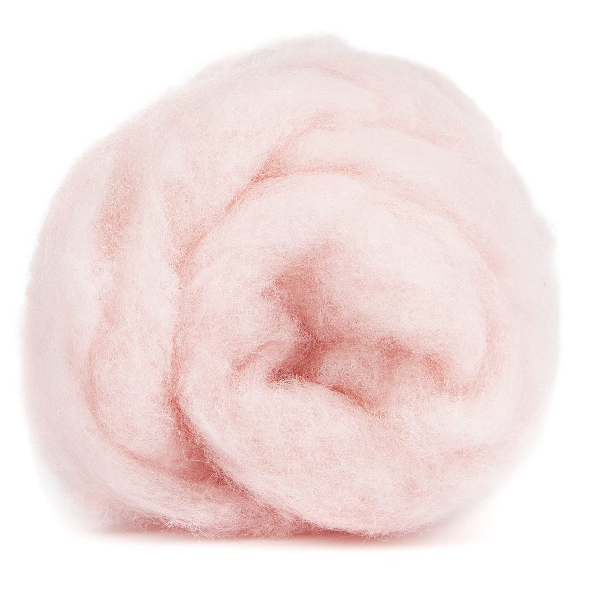 Maori Wool Carded Batting for Needle Felting, 3.5 oz, Blush Pink