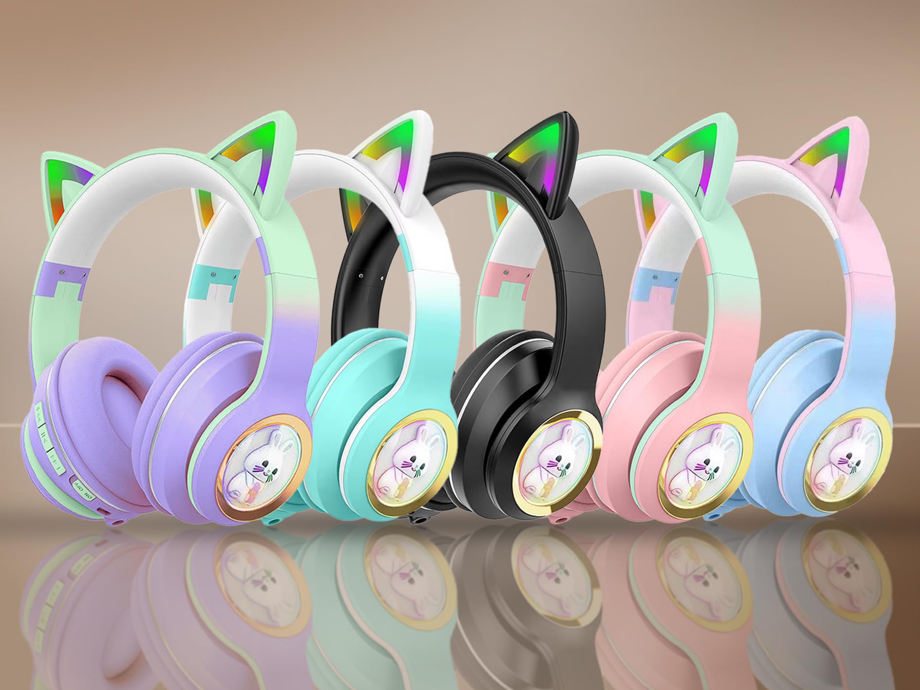 Litvibes Bluetooth Wireless On Ear Headphones,300 Hours Standby Time,Padded Ear Cushions With LED,Button Controls & 360° Surround Sound Quality,Cute Design|Birthday Gift - (RANDOM COLOR) - 1 Headphone-image-32