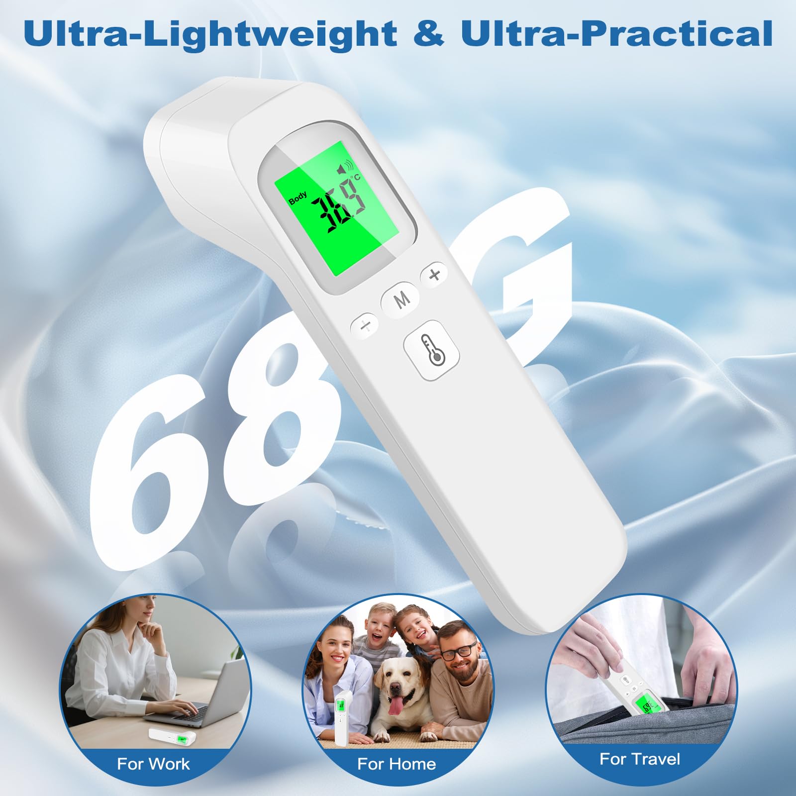Thermometre Frontal Bebe et Adultes, Thermomètres Médicaux et Accessoires Thermomètre Infrarouge Sans Contact avec Ecran LCD, Mode Muet, Alerte Fièvre, Conversion ℃/℉ Numérique
