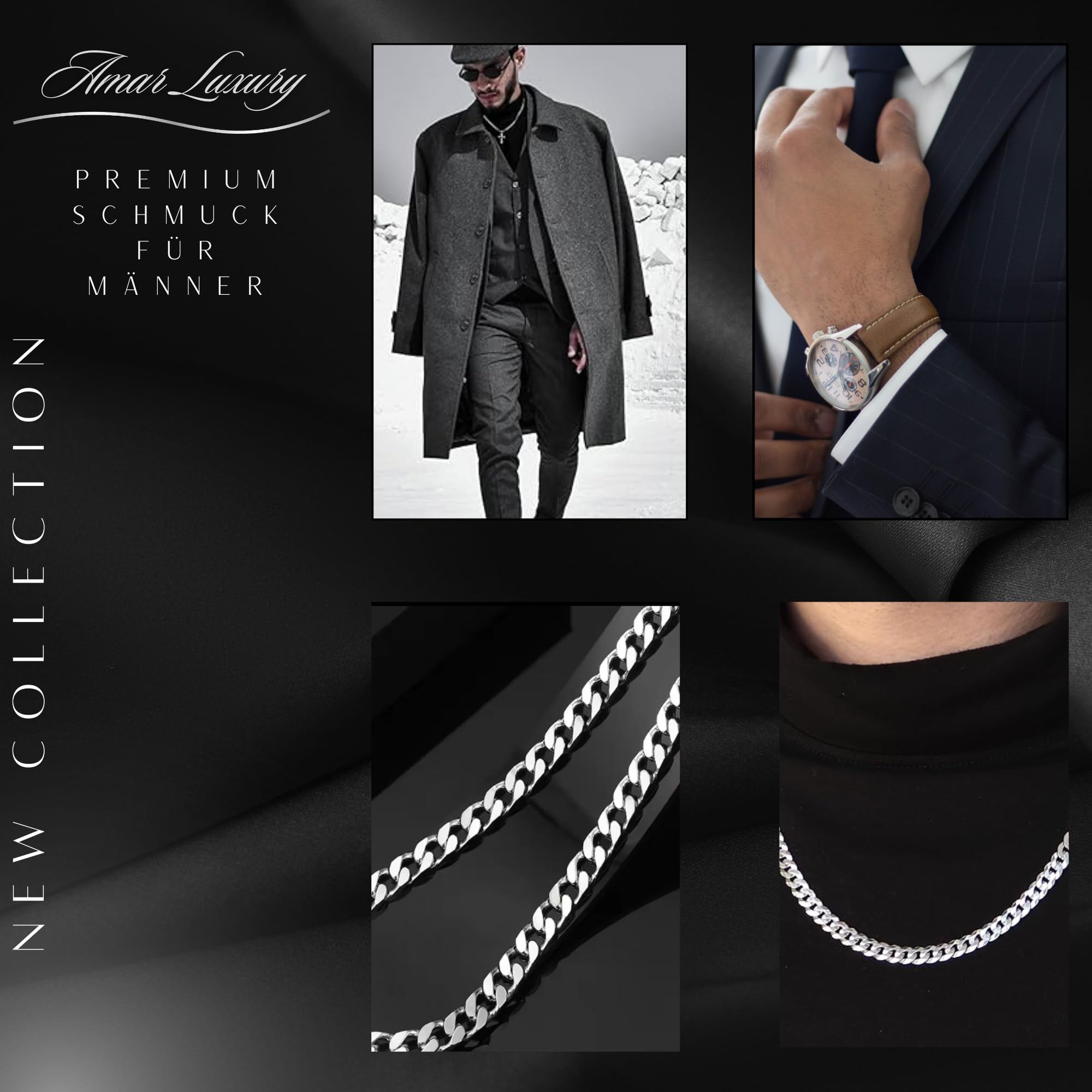 Cadenas para hombre, oro 925/585 de 14 quilates, cadena para hombre, cadena de eslabones para hombre, plata 925 con oro de 14 quilates, joyería para hombre, calidad italiana