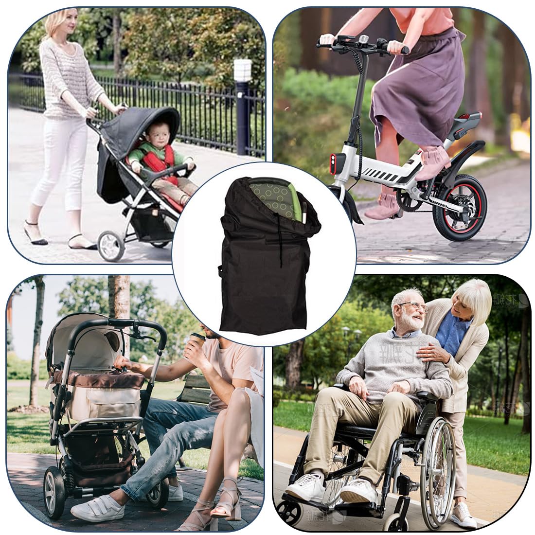 Bolsa Carro Bebe, Bolsas de Transporte para Carritos de Bebe, Funda Carrito Bebe, Negro Bolsa de Viaje para Cochecito, Bolsa Transporte Silla Paseo,Bolsa Transporte para Silla Coche,Bolso de Viaje
