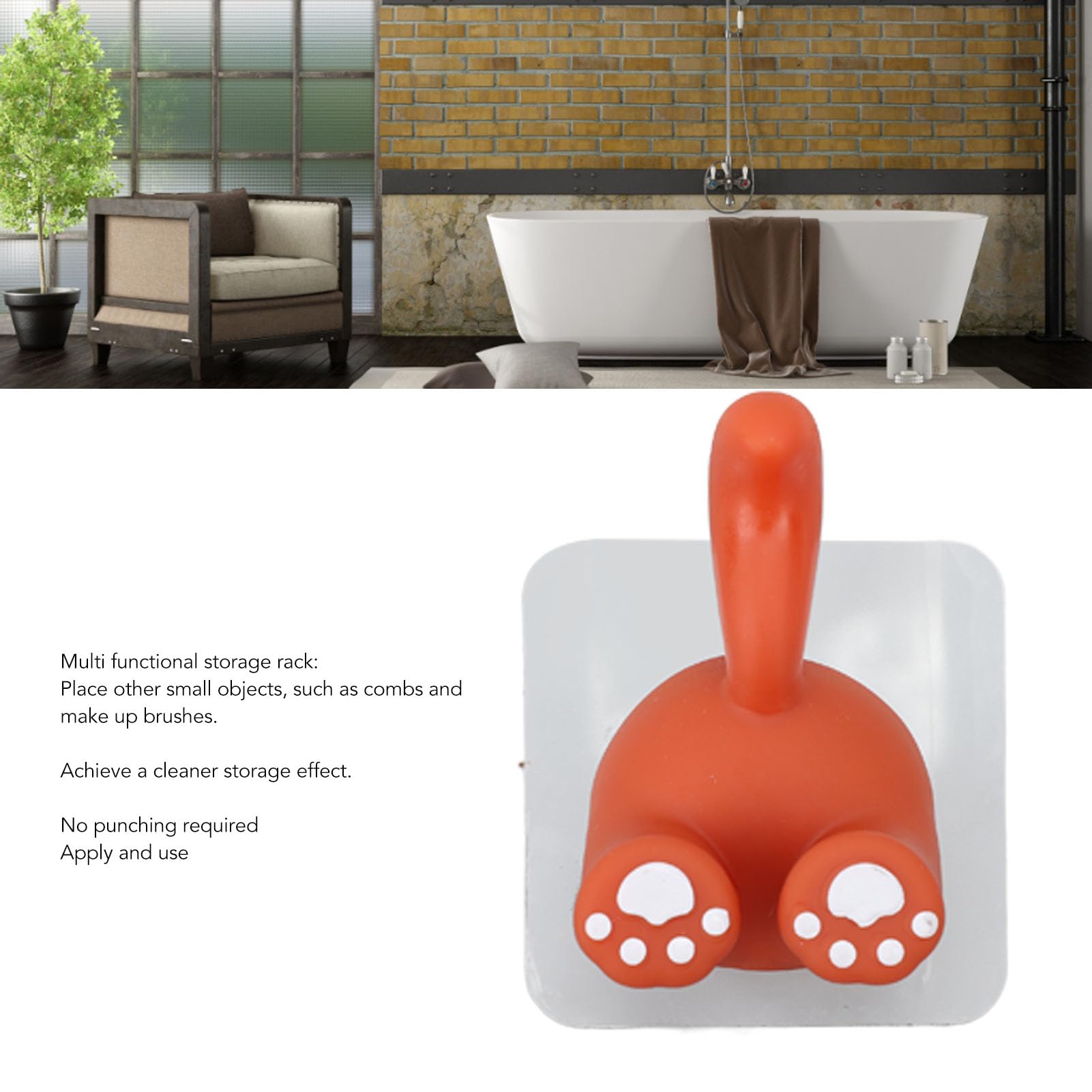 Portaspazzolino Da Parete Per Bambini – Design Scoiattolo Marrone – Gomma Morbida PVC – Adesivo Forte - 5