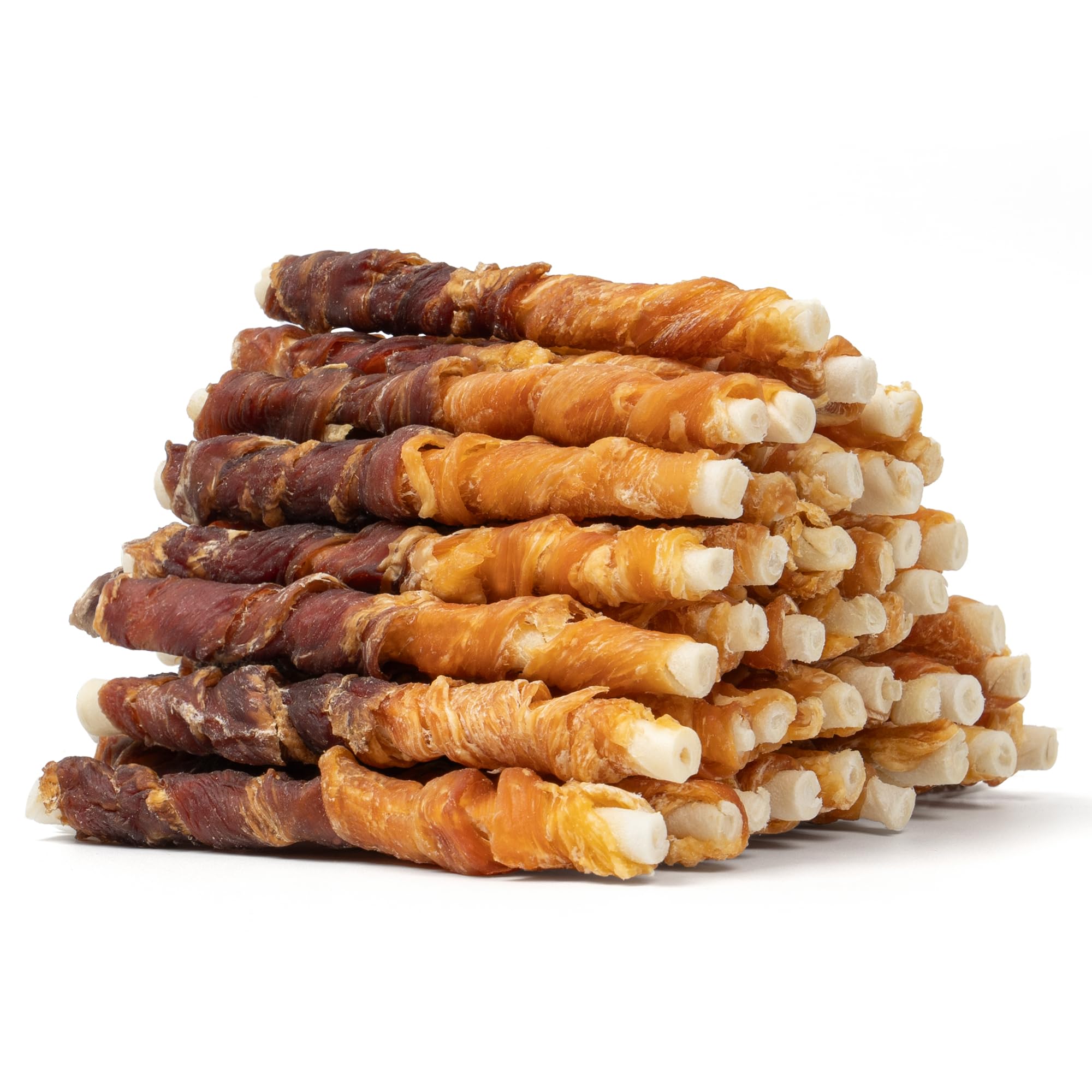 MON2SUN Dog Treats, 5 Inch Double Flavor Chicken &amp; Duck Rawhide Sticks