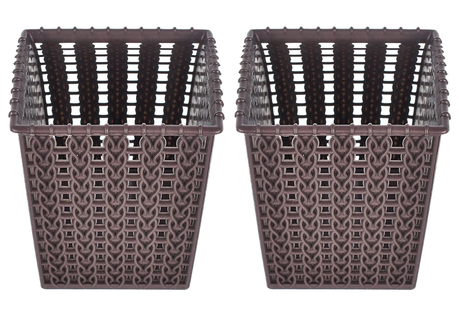Kuber Industries Square Shape M 5 Multipurpose Plastic Holder for Kitchen, Bathroom, Office - Pack of 2 (Brown)-46KM0438-image-9