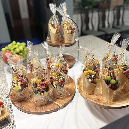 Miniatura 7 de Ocmoiy Vasos de charcutería con palillos y bolsas, vasos desechables marrones de papel kraft de 14 oz para aperitivos, vasos individuales para