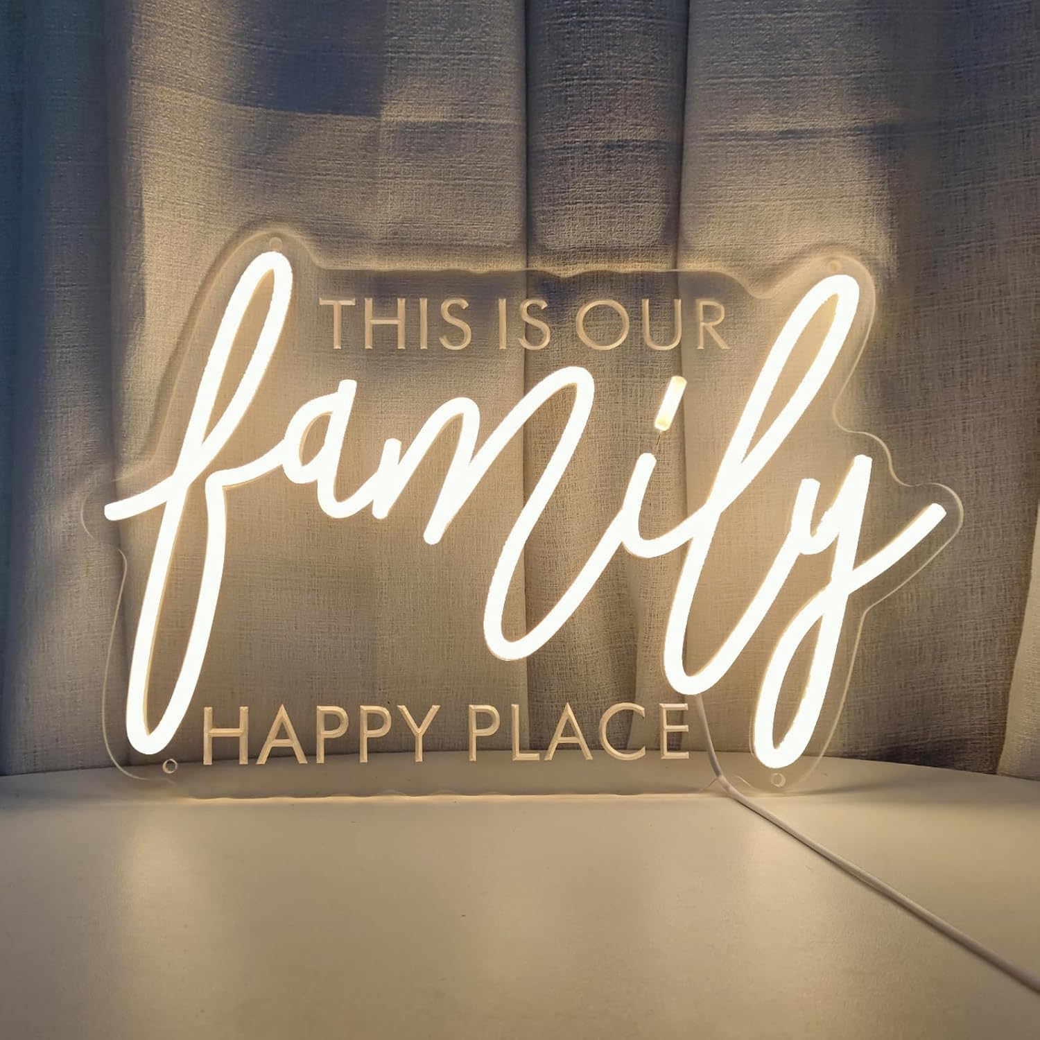 This is Our Happy Place Neon Sign for Family Wall Decor, Family Neon LED Signs Dimmable for Bedroom Decorations, Kid Room Decor, Home Bar, Man Cave, Birthday, Wedding Party, INSNEnN, 16.5*10.6 Inches