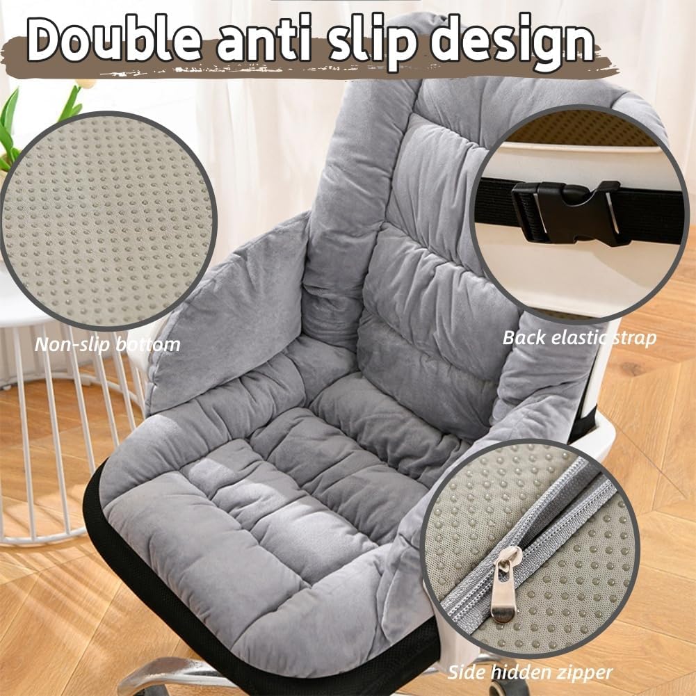 Desk Chair Cushion with High Back Rocking Seat Cushions with Arms Patio Chair Cushion with Non-Slip Bottom for Office Computer Gamer Home Kitchen