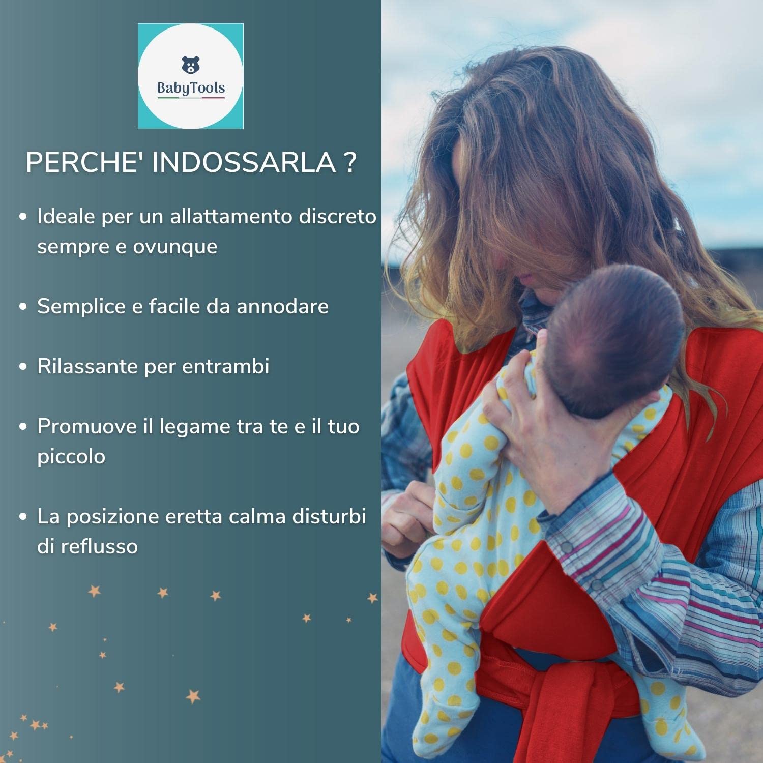 Fascia Neonato (100% Made In Italy) Con 2 BAVAGLINI INCLUSI, Fascia Porta Bebe In Cotone Organico, Fascia Neonato Porta Bebe In Tessuto Morbido, Leggero, Traspirante, Adatta Fino A 15 Kg