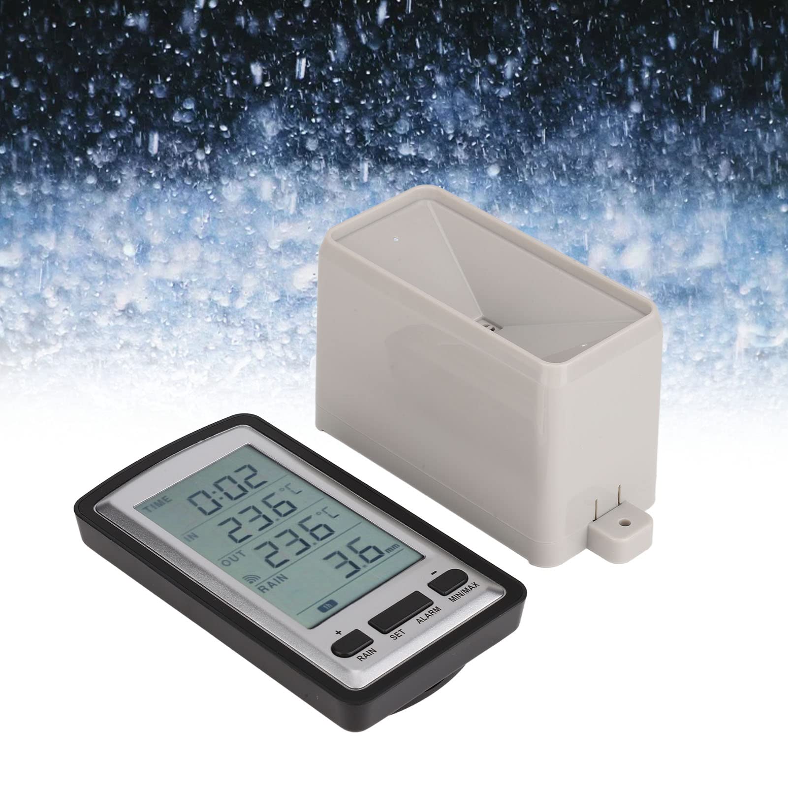 Pssopp Pluviometro Digitale Wireless per Uso Domestico Registratore di Temperatura di Trasmissione RCC Pluviometro Wireless per Pluviometri per Interni Ed Esterni
