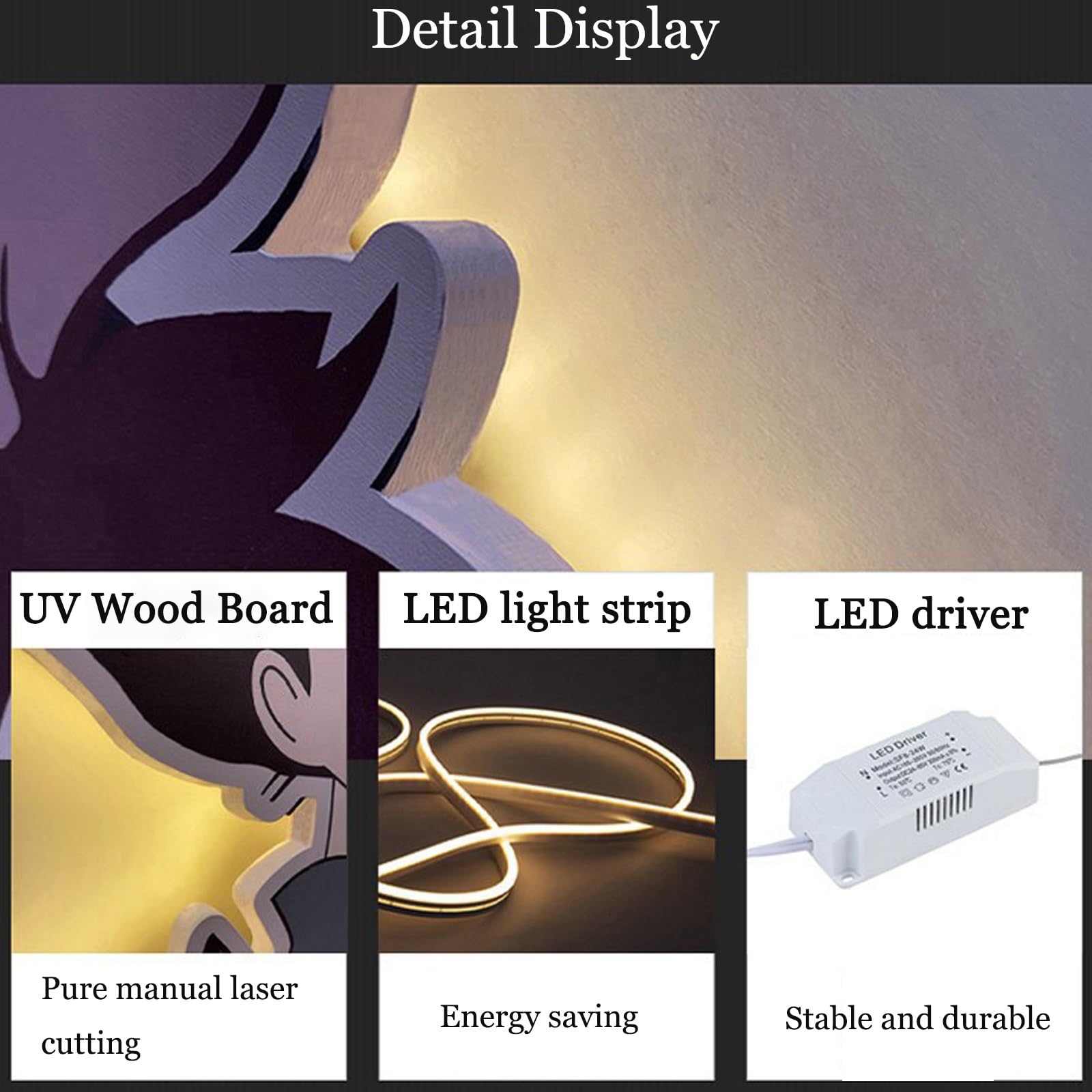3D-Wandkunst-Dekor mit LED-Licht, modernes Wohnkunstwerk, hängende Gemälde, Dekorationslampe für Wohnzimmer, Eingang, Korridor