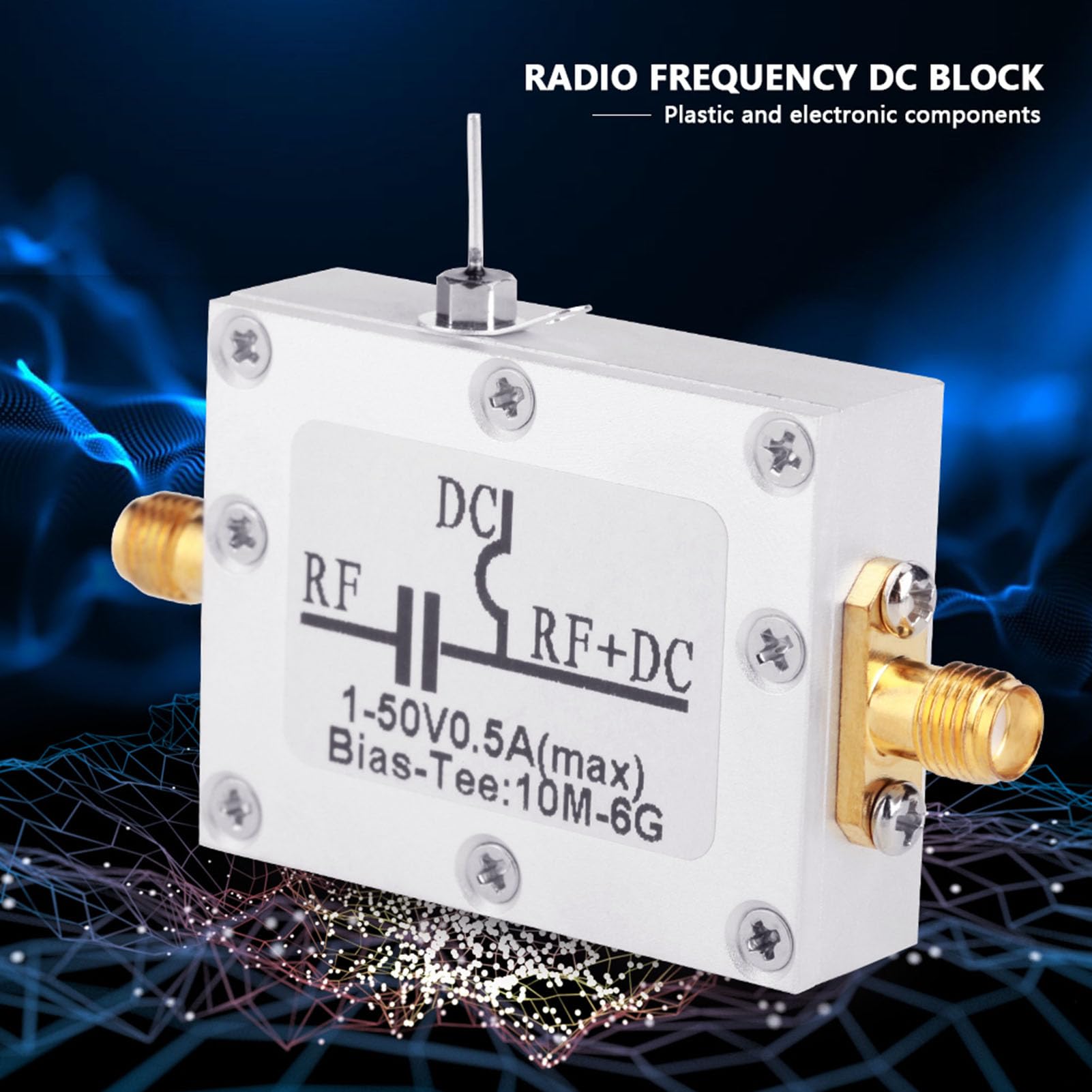 bias tee + Bias Tee 10MHz-6GHz Banda larga ad alta frequenza Microonde Bias coassiale 1 pezzo 10MHz-6GHz