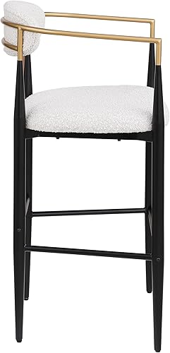 Miniatura 8 de Juego de 2 taburetes de bar tapizados con respaldos y patas de hierro para isla de cocina, altura de encimera, sillas de comedor, juegos de mesa y