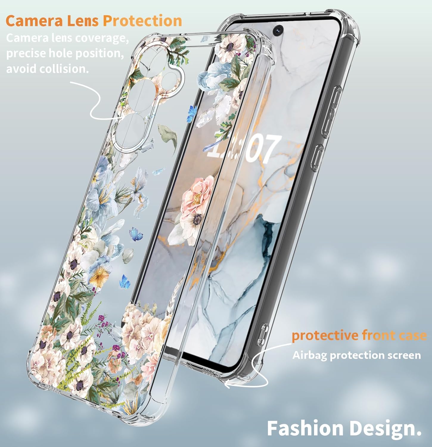 for Samsung Galaxy A16 Case 5G 6.7", [10FT Military Grade Drop Test] Marble Planet Soft Slim TPU Protective Shockproof Phone Case Cover (Elegant Blossom) - Image 3