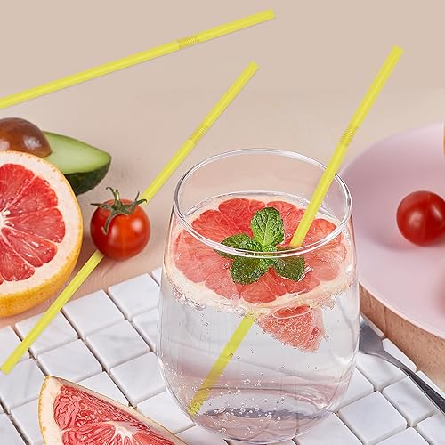 Miniatura 5 de YAOSHENG 200 pajitas amarillas de 8.26 x 0.2 pulgadas, colores sólidos, flexibles, pajitas flexibles desechables de plástico (amarillo)