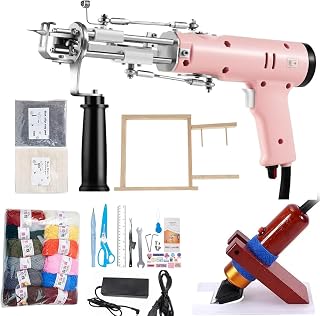 SHENJIA Tufting Gun Starter Kit 2 In 1 Rug Maker Machine - Speed Adjustable - Ideal DIY Tool For Beginners - Cut Pile and Loop Pile Tufting Carpet Gun - Perfect For Home Rug Making(Color:Rosa)