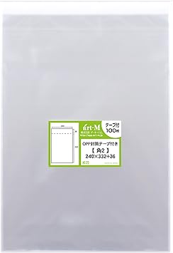 Amazon アート エム 国産 テープ付 角2 サイズちよっと大きめ用 透明opp袋 透明封筒 100枚 30ミクロン厚 標準 240x332 36mm 二つ折りにて発送 透明封筒 文房具 オフィス用品