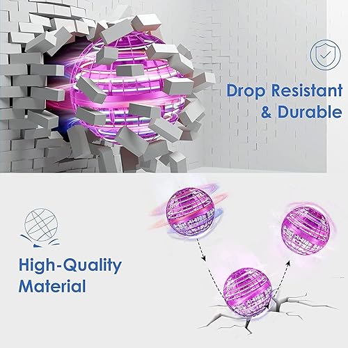 Miniatura 14 de Flying Orb Galaxy Ball 2024 - Nebulosa elevada, Boomerang controlado a mano, juguete mágico de ovni espacial con luz RGB, mini dron para niños y Rojo