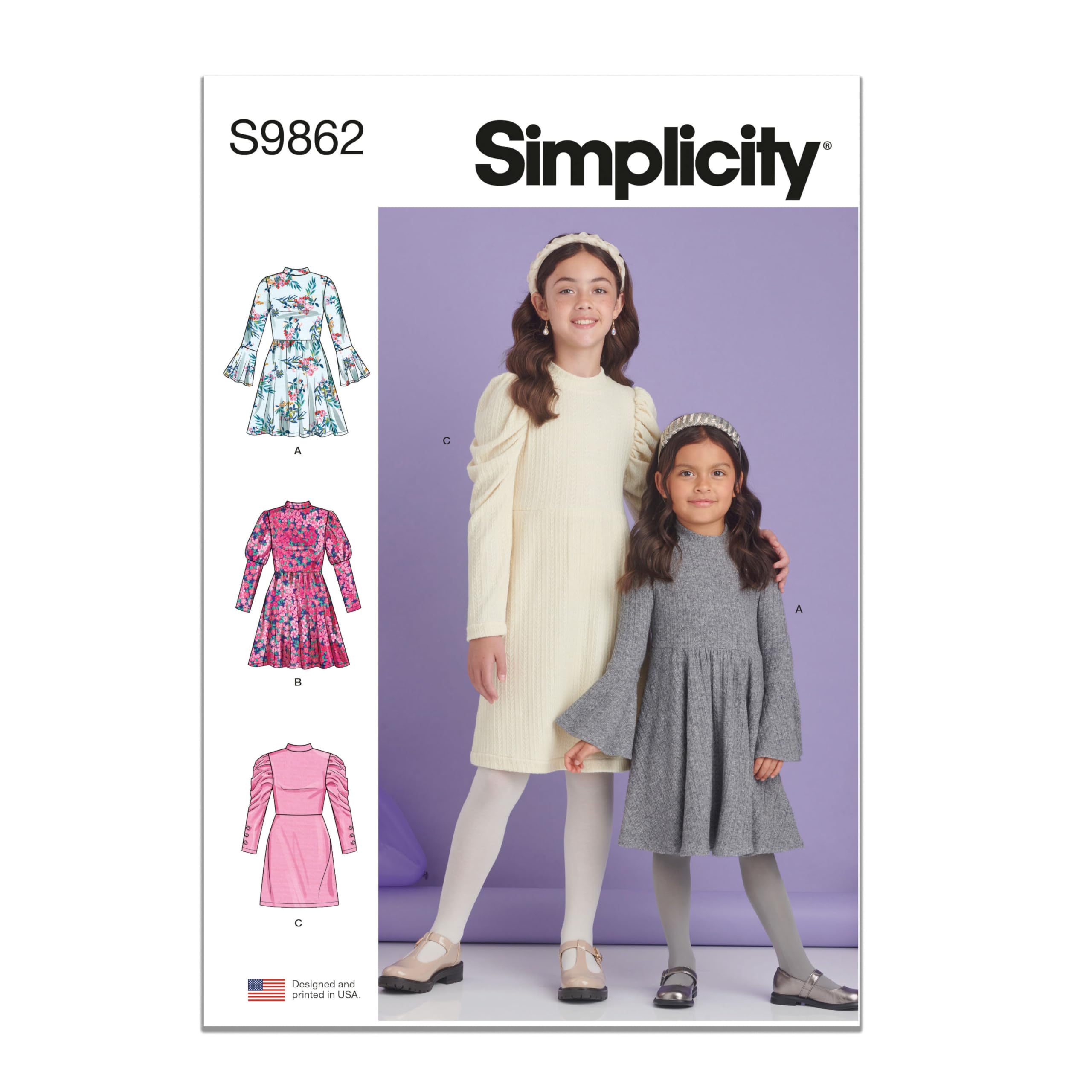 Patron robe tricot filles Simplicity SS9862HH patron de couture enfants taille 3 4 5 6 ans