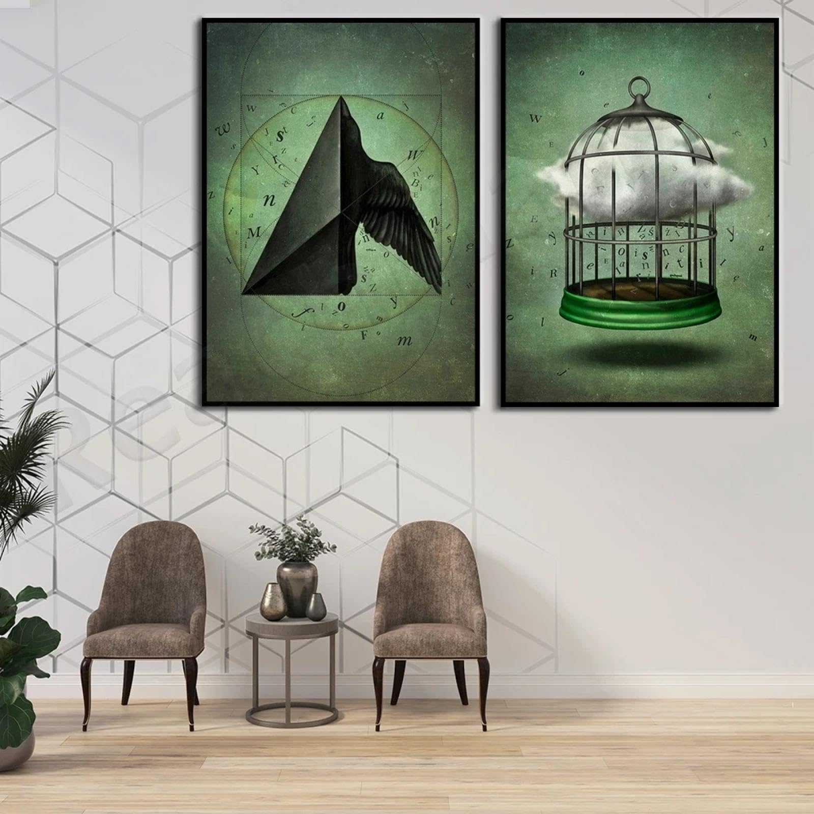 LMAIWANG Dekoracja wiedźmy, plakat Szekspira inspirowany burzą i kompletną dekoracją domu, 60 x 80 cm x 2, bez ramy