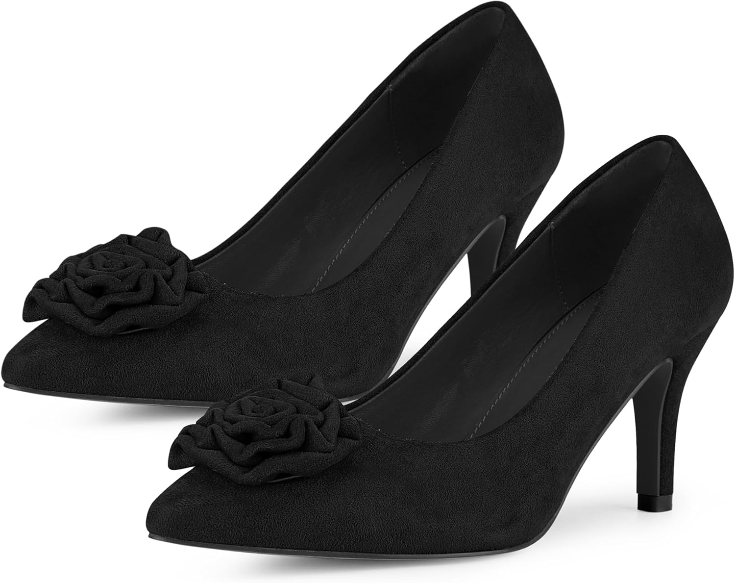 Allegra K Women's Flower Closed Pointed Toe Stiletto Heels Shoes Pumps