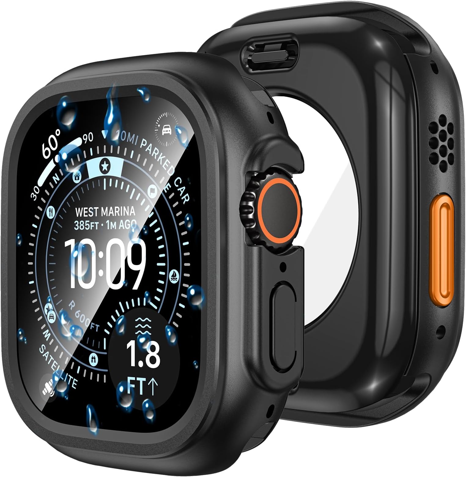 Goton 2 in 1 Waterproof Case for Apple Watch Ultra 3/2/1 Screen Protector 49mm, 360 Protective Glass Face Cover Hard PC Bumper + Back Frame for iWatch Ultra Accessories 49 mm, Clear