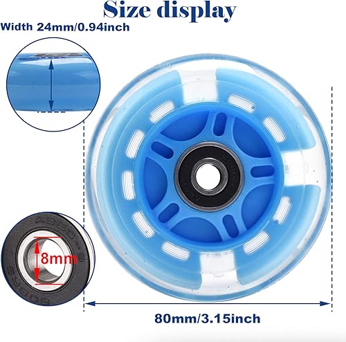 Miniatura 2 de Rueda trasera flash de 3.150 in x 0.945 in M8x43 44 45 46 1.850 in Juego de ejes para micro mini plegable 2 3 4 ruedas niños scooter herramienta de