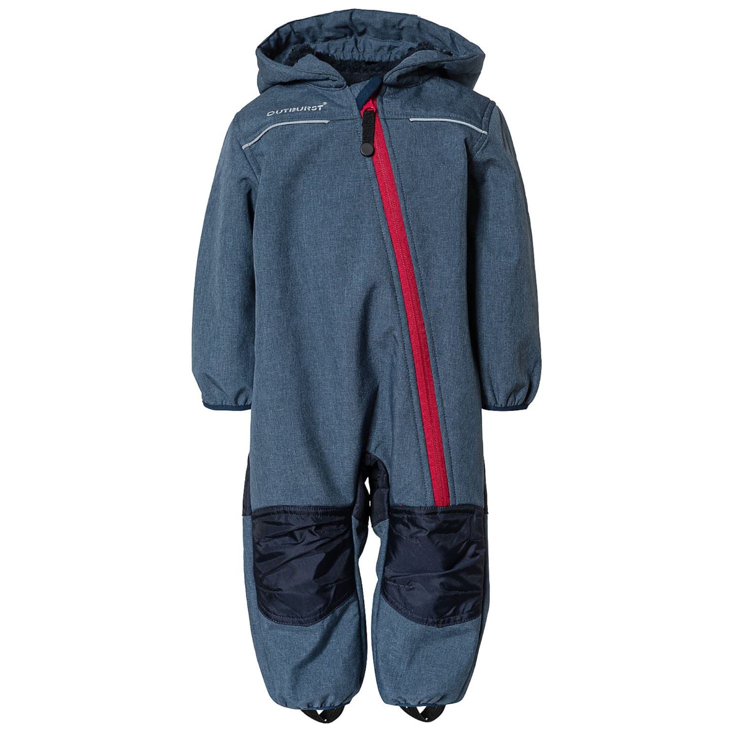 Outburst - Baby Kinder Softshell-Overall Schneeanzug gefüttert wasserdicht 10.000 mm Wassersäule atmungsaktiv Winddicht, blau Mel. - 3714254