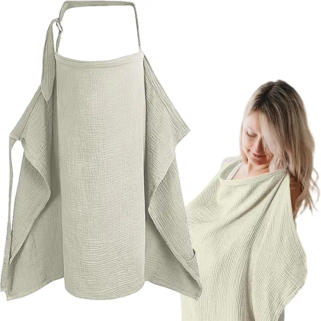 Muslin Nursing Cover - Soft, Adjustable Breastfeeding Cover for Car Seat & Stroller