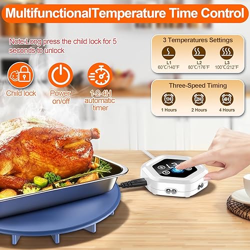 Miniatura 3 de Tapete de calentamiento de alimentos mejorado, tapete de calentamiento de silicona 6 en 1 para calefacción rápida de alimentos, bandeja de