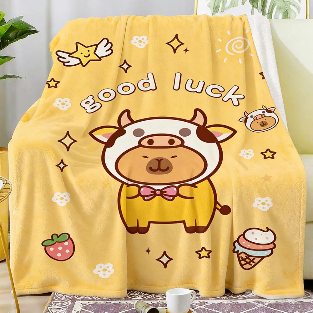 PLNVNVP Capybara Throw Blanket,Cosy and Warm Capybara Themed Gifts Blanket,Animal Print Blanket,Quilt Spread Perfect for Home, Bedroom, Sleepovers & Camping(100×150cm)