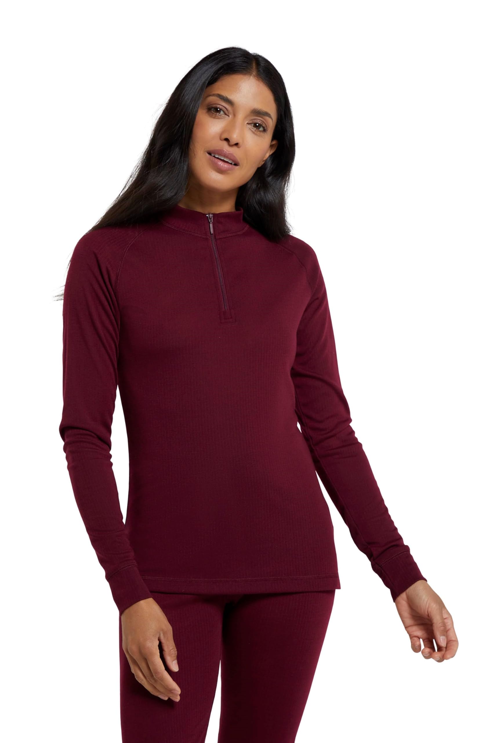 Mountain Warehouse Talus Womens Long Sleeve Base Layer Top Berry (Zip Neck) 14